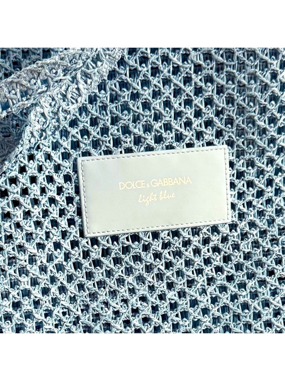 Dolce & Gabbana Light Blue Mesh Beach Tote Bag Blue New Authentic - Picture 9 of 11
